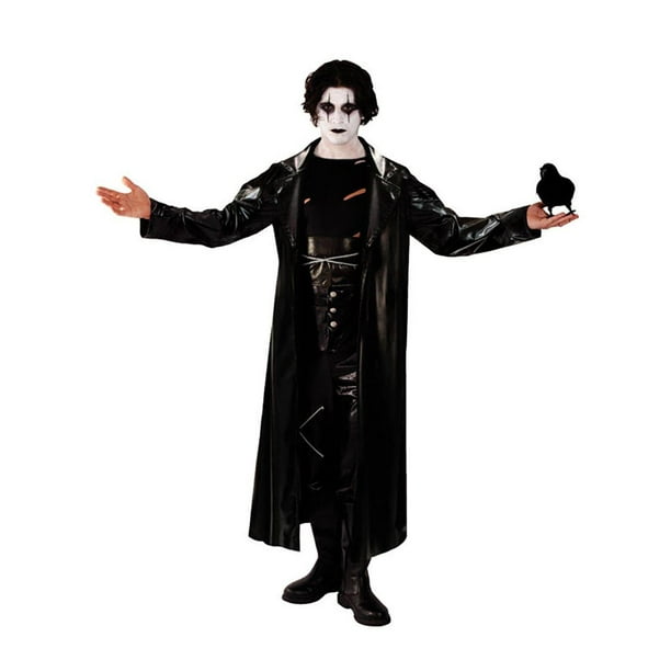 Men The Crow Avenger Goth Rock Costume Long Black Coat Halloween Matrix